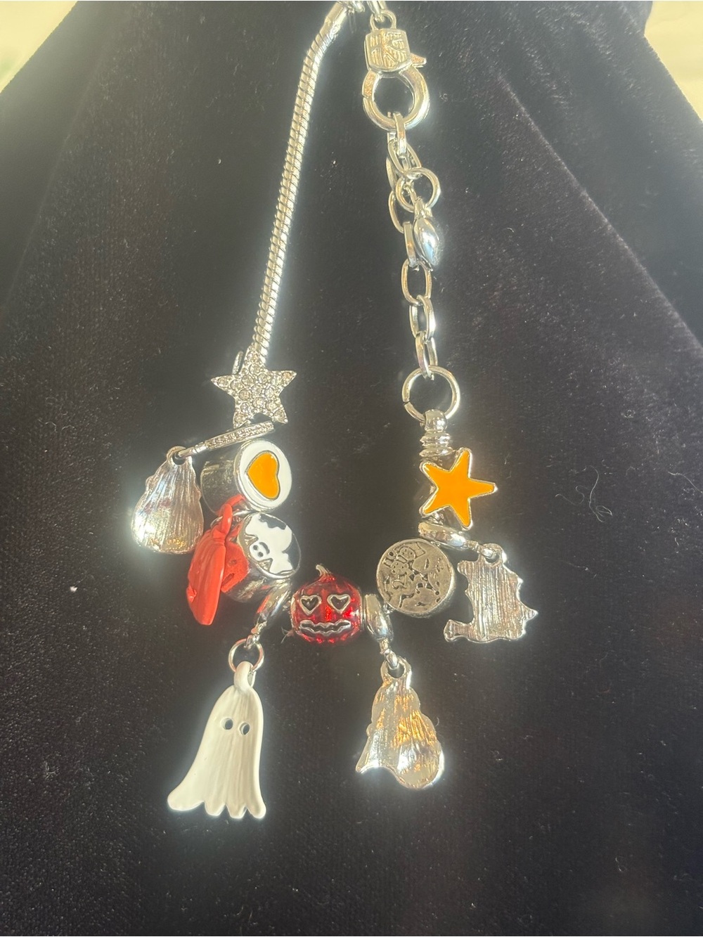 Halloween Charm bracelet with Orange and Red Accents